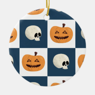 Décoration En Céramique Skulls and Pumpkins Checks