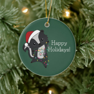 Décoration En Céramique Skunk Christmas Skunks Winter Animaux Adultes Tiss