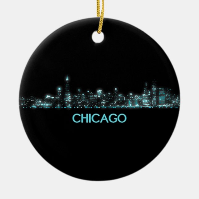 Décoration En Céramique Skyline de Chicago (Devant)