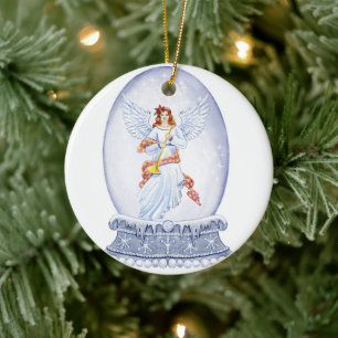 Décoration En Céramique Snow globe with angel illustration