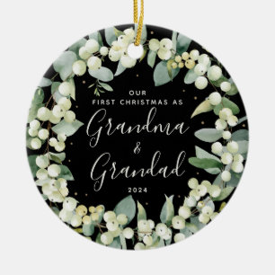 Décoration En Céramique Snowberries Premier Noël en grands-parents Photo