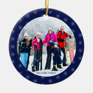 Décoration En Céramique Snowflake Famille Nom Photo Grand Horloge
