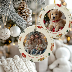 Décoration En Céramique Snowflakes Gold vintage Famille Noël 2 Photos