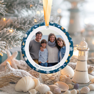 Décoration En Céramique Snowflakes & Nautical Family Christmas 2 côtés