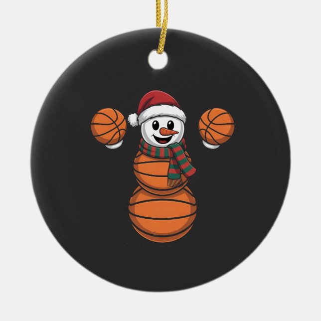 Décoration En Céramique Snowman Basketbal Noël Père Noël Baseball Sport (Devant)