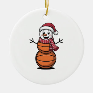 Décoration En Céramique Snowman Basketball Noël Amateurs de sport