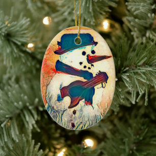 Décoration En Céramique Snowman Guitar personnalisé