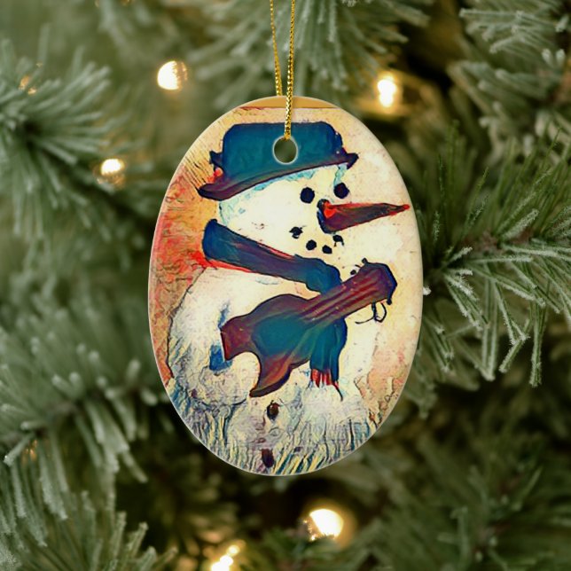 Décoration En Céramique Snowman Guitar personnalisé (Arbre)