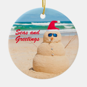 Décoration En Céramique Snowman, l'ornement de Noël de la plage
