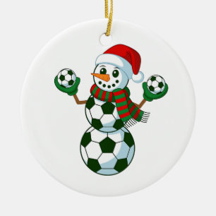 Décoration En Céramique Snowman Soccer Noël Amateurs de sport
