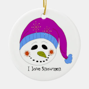 Décoration En Céramique Snowman souriant