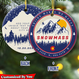 Décoration En Céramique Snowmass Colorado Drapeau Montagne Ski Souvenir