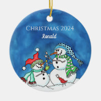 Snowmen Roasting Marshmellows Personnalisé Ornamen