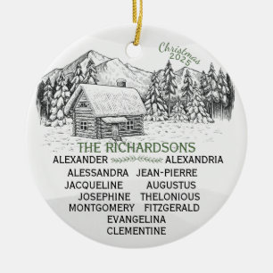 Décoration En Céramique Snowy Mountain Winter Log Cabine X12