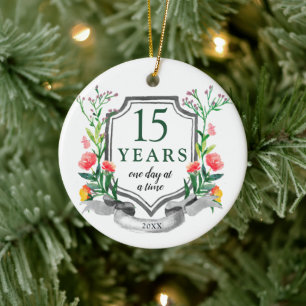 Décoration En Céramique Sobriety Anniversary Personalized 15 Years Sober