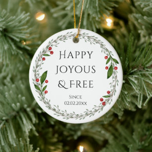 Décoration En Céramique Sobriety Slogan Custom Date, Sober Christmas Cadea