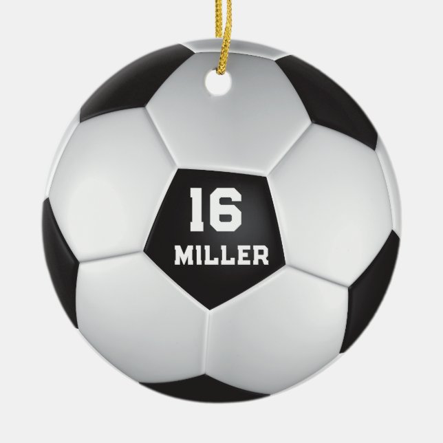 Décoration En Céramique Soccer Ball Nom personnalisé Numéro (Devant)
