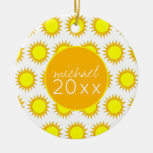 Décoration En Céramique Soleil d'été jaune Profitez des rayons