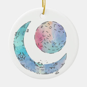 Décoration En Céramique Soleil et Lune
