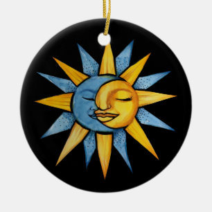 Décoration En Céramique Soleil et Lune