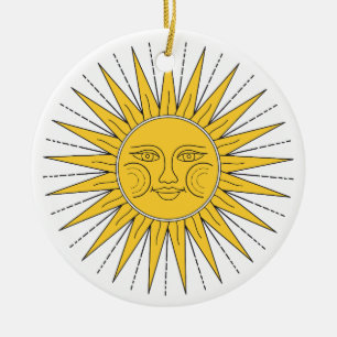 Décoration En Céramique Soleil souriant vintage