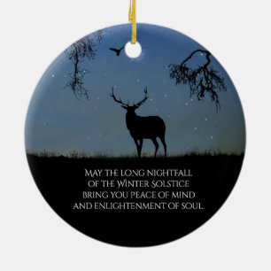 Décoration En Céramique Solstice d'hiver Bénédiction avec Elk et Corbeau