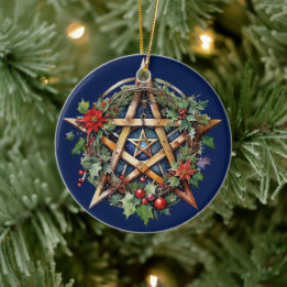 Décoration En Céramique Solstice d'hiver de l'arbre de Yule Holly Wicca Pe