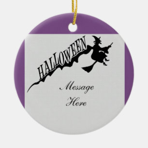 Décoration En Céramique Sorcière effrayante à cheval Halloween Thunder_Cov