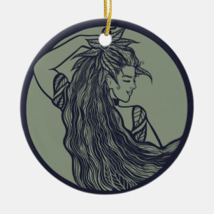 Décoration En Céramique Sorcière verte de la déesse de la Terre Sorcière d