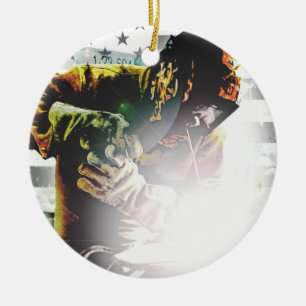 Décoration En Céramique Soudeuse de drapeau américain