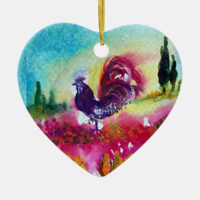 DÉCORATION EN CÉRAMIQUE SOUFFLE ET COEUR ROOSTER NOIR (Devant)