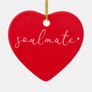 Décoration En Céramique Soulmate Définition Chic Script Amour Coeur Rouge