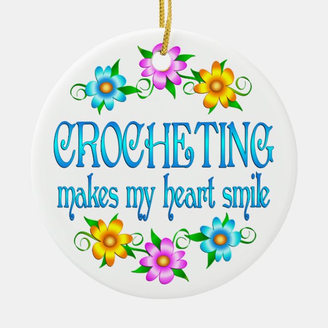 Décoration En Céramique Sourires faisants du crochet (Devant)