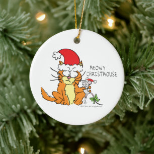 Décoration En Céramique Souris de chat Noël Drôle Cartoon mignonne