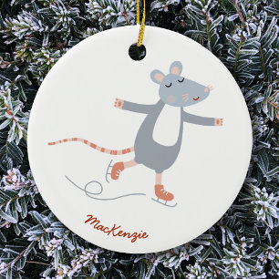 Décoration En Céramique Souris de patinage personnalisé