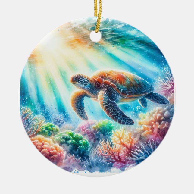 Décoration En Céramique Sous la tortue de mer (Devant)