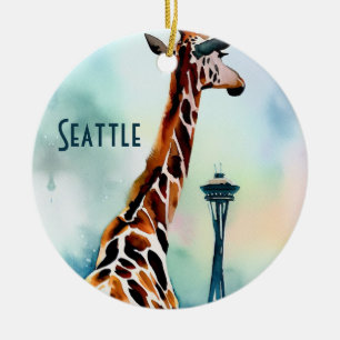 Décoration En Céramique Souvenir de Noël de la Giraffe de Seattle