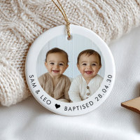 Souvenir de photo de baptême de jumeaux garçons