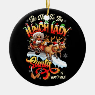 Décoration En Céramique Soyez Gentil À La Lunch Lady Christmas Père Noël R