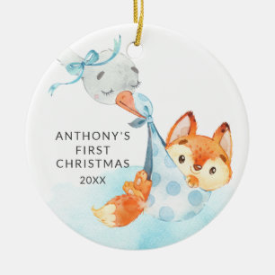 Décoration En Céramique Special delivery Baby's First Christmas Fox