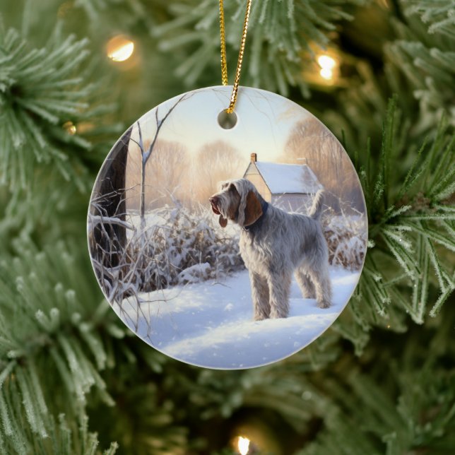 Décoration En Céramique Spinone Italiano Laisser Neige Noël (Arbre)
