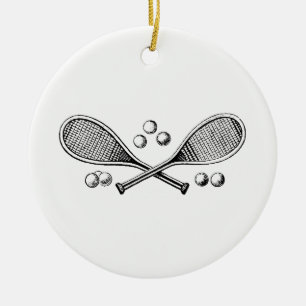 Décoration En Céramique Sports Vintage Raquettes de Tennis Croisées Balles