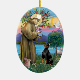 Décoration En Céramique St Francis (W) - Doberman Pinscher 1