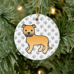 Décoration En Céramique Staffordshire Bull Terrier Faon Chien de Dessin An