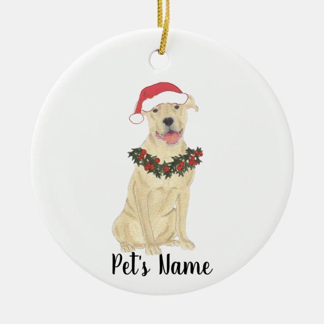 Décoration En Céramique Staffy Pitbull Personnalisé (Crème Tan Faune) (Devant)