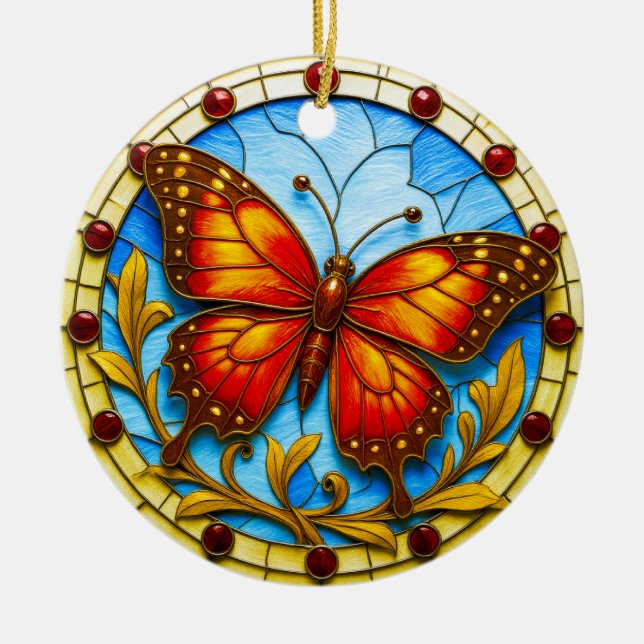 Décoration En Céramique Stained glass window butterfly (Devant)