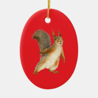 Décoration En Céramique Standing Brown Squirrel Double Sided
