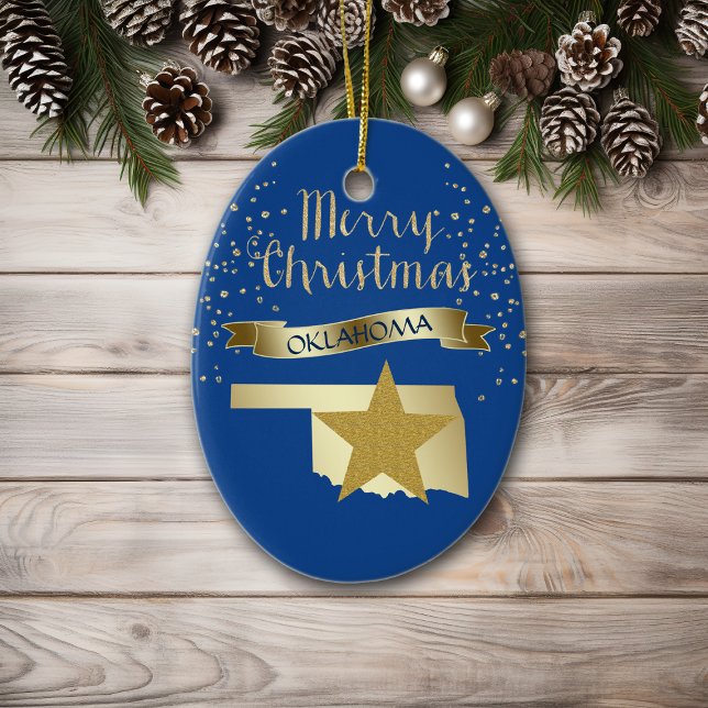 Décoration En Céramique Star de l'Oklahoma d'or bleu (Créateur téléchargé)