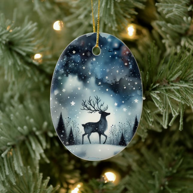 Décoration En Céramique Starry Winter Night Deer (Arbre)