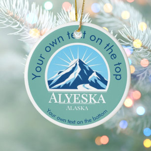Décoration En Céramique Station de ski Alyeska Alaska médaille Noël Orneme